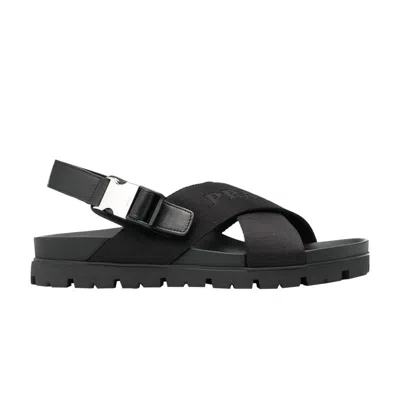 Pre-owned Prada Crisscross Straps Buckle-fastening Sandal 'black'