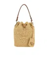 Prada Womens Neutral Logo-embroidered Raffia Bucket Bag In Neutral Color