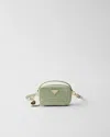Prada Crochet And Leather Mini-pouch In Aqua