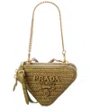 Prada Crochet & Leather Mini Pouch In Green