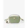 Prada Green Crochet And Leather Mini Pouch