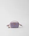 Prada Crochet And Leather Mini-pouch In Lily