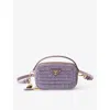 Prada Purple Crochet And Leather Mini Pouch