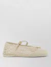 Prada Crochet Ballerina Flats Mesh Buckle Detail In Neutral
