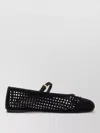 Prada Crochet Ballerina Shoes Buckle Detail Mesh In Black