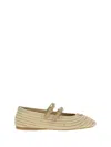 Prada Woven Texture Double Buckle Round Toe Flats