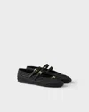 Prada Woven Flat Shoes With Adjustable Gold-tone Straps In Black