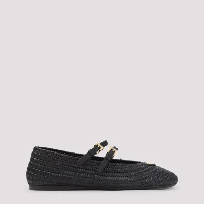 Prada Crochet Ballerinas In Black