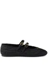 Prada Woven Flat Shoes With Adjustable Gold-tone Straps