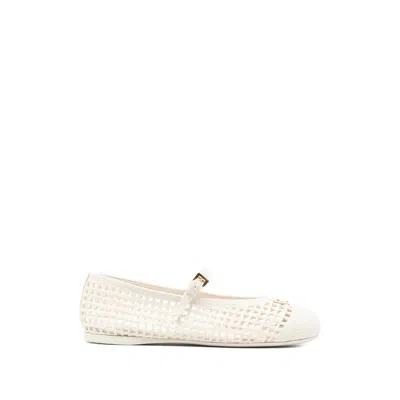 Prada Crochet Ballet Flats In Neutral