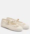 Prada Women Ivory Crochet Ballet Flats In White