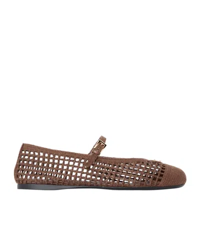 Prada Crochet Ballet Shoes In Brown