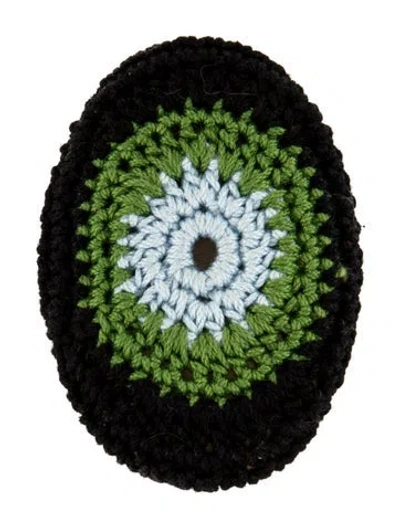 Pre-owned Prada Crochet Brooch In Black/blue/green