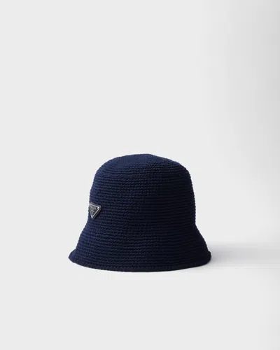 Prada Crochet Bucket Hat In Blue