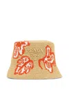 Prada Crochet Bucket Hat In Neutral