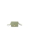 Prada Crochet Card Holder With Shoulder Strap In Green