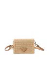 Prada Crochet Card Holder With Shoulder Strap In Neutral
