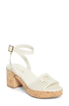 Prada Crochet Cork Platform Sandal In White