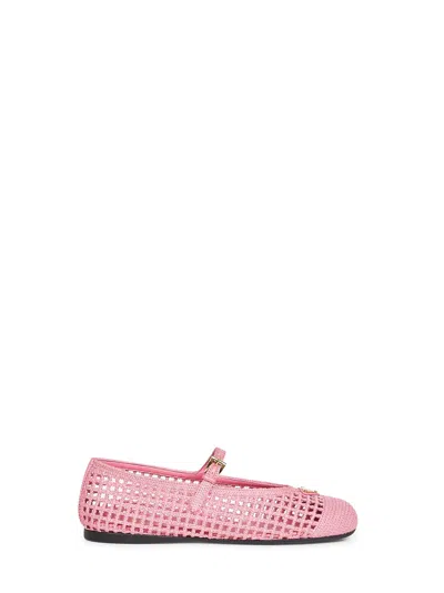 Prada Crochet Cotton Ballet Flat In Pink