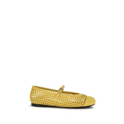 Prada Crochet Cotton Ballet Flat In Yellow