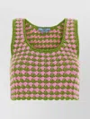 Prada Crochet Crop Top Scalloped Hem In Multi