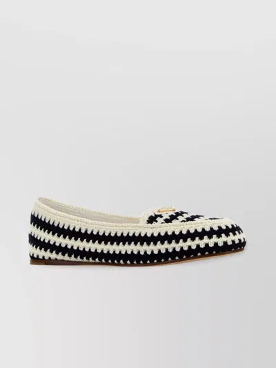 Prada Crochet Design Flat Sole Loafers