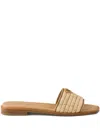 Prada Leather Slides With Crochet Details In Neutrals