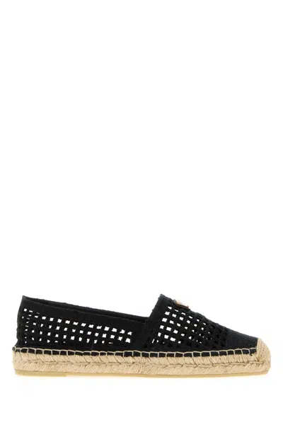 Prada Crochet Espadrille In Black