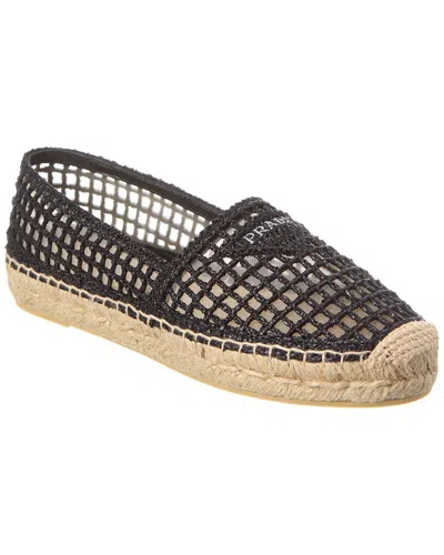 Prada Crochet Espadrille In Black