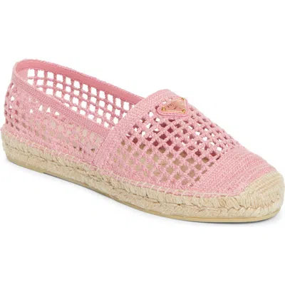 Prada Crochet Espadrille Flat In Pink