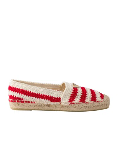 PRADA PRADA TRIANGLE-LOGO CROCHET ESPADRILLES