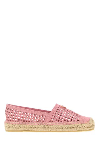 Prada Crochet Espadrilles With Rubber Sole In Pink