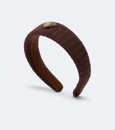 Prada Crochet Headband In Brown