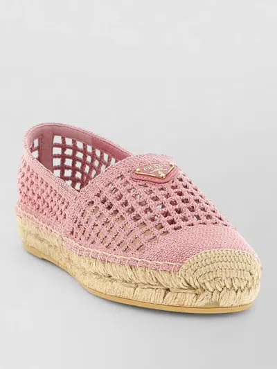 Prada Crochet Knit Espadrilles Rope Sole Design In Pink