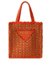 Prada Two-tone Raffia Shopping Bag