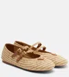 Prada Leather Double-straps Crochet Ballerinas In Neutral