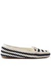 Prada Crochet Design Flat Sole Loafers In Blue