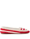 Prada Mocassini In Crochet Ricamato  Donna In Red
