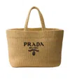 Prada Crochet Logo-embroidered Tote Bag In Neutral Color