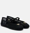 Prada Minimalist Crochet Ballerina Flats In Black