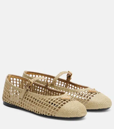 Prada Crochet Mary Jane Flats In Multi