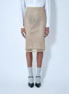 Prada Triangle Logo Mesh Pencil Skirt In Beige