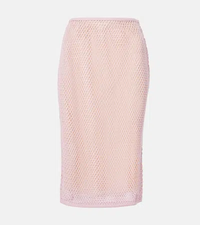 Prada Crochet Midi Skirt In Pink