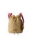 Prada Woven Drawstring Bag In Brown