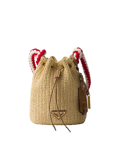 Prada Crochet Mini Bucket Bag In Brown