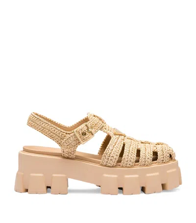 PRADA CROCHET PLATFORM SANDALS 55