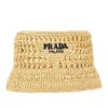 Prada Crochet Raffia Bucket Hat In Sand
