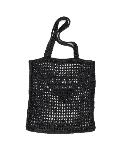 Prada Crochet Raffia Tote Bag In Purple