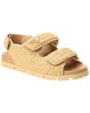 Prada Logo-plaque Woven Sandals In Brown