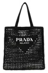Prada Womens Black Logo-embellished Crochet Viscose Tote Bag In Black